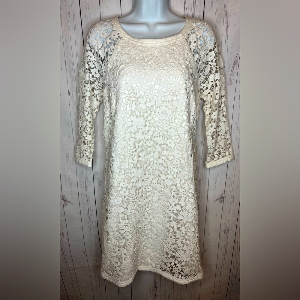 Ann Taylor Dress Women’s Size 6 Ivory Crochet Design